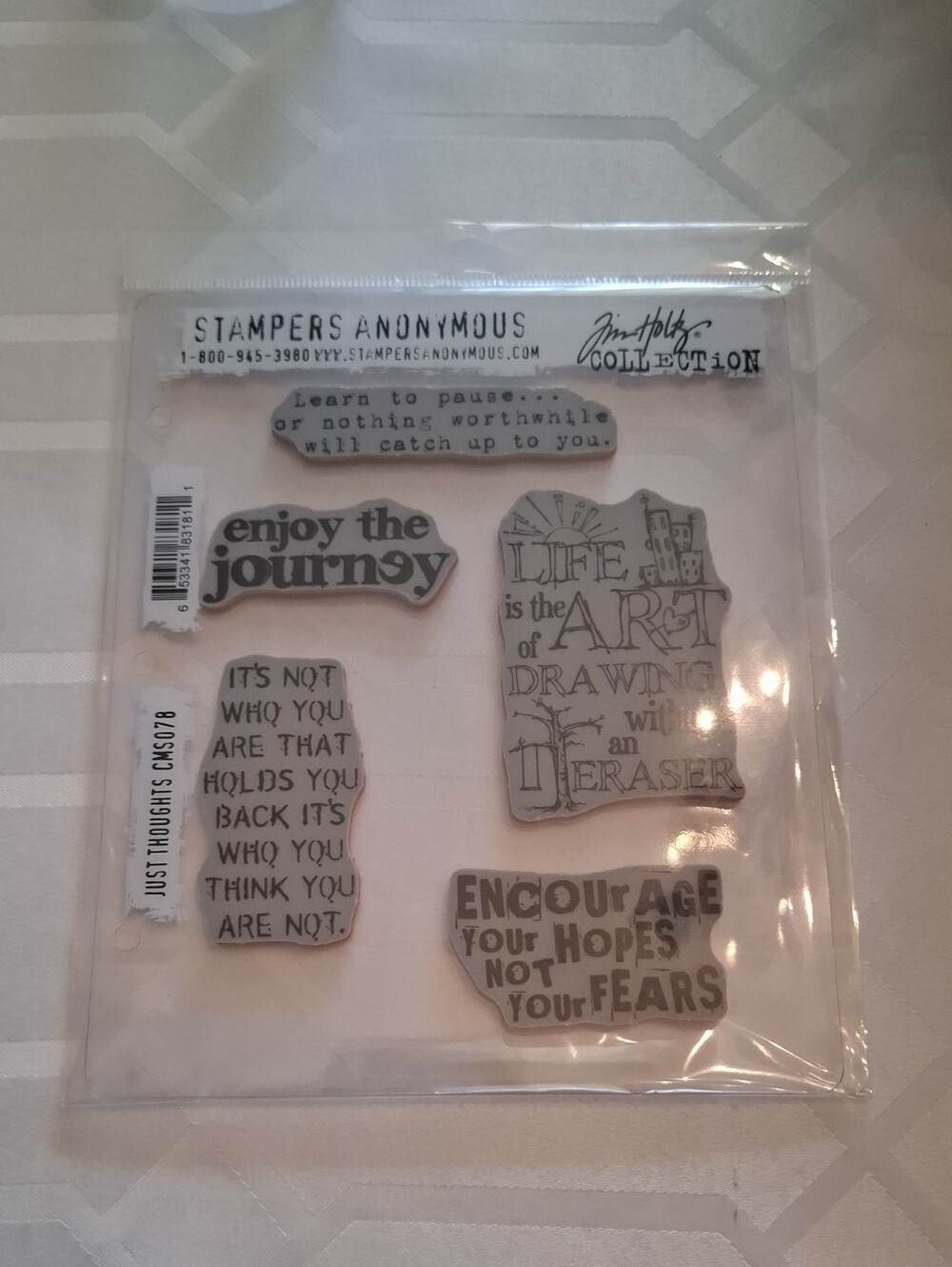 Clear Sentiment Stamp Set - Gray Text Designs